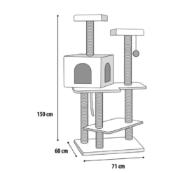 Arbre à Chat Makalu 71 X 60 X Hauteur 150 Cm Couleur Beige. -Animaux Fournitures Magasin arbre a chat makalu 71 x 60 x hauteur 150 cm couleur beige flamingo pet products fl 34605 2