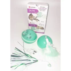 Balle ø 7 Cm. Magic Mechta 2 En 1 A LED Et Plumeau . Couleur Verte. Pour Chat. -Animaux Fournitures Magasin balle o 7 cm magic mechta 2 en 1 a led et plumeau couleur verte pour chat flamingo pet products fl 560769 2