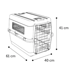 Cage De Transport, Nomad, Grise Et Noir, Taille S 40 X 61 X 41 Cm Pour Chien -Animaux Fournitures Magasin cage de transport nomad grise et noir taille s 40 x 61 x 41 cm pour chien flamingo pet products fl 513771 2