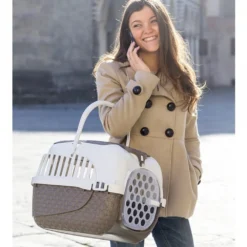 Cage De Transport, Tour Taupe Taille XS 33 X 52 X 34 Cm Pour Petit Chiens Ou Chats -Animaux Fournitures Magasin cage de transport tour taupe taille xs 33 x 52 x 34 cm pour petit chiens ou chats bama pet fl 517589 2