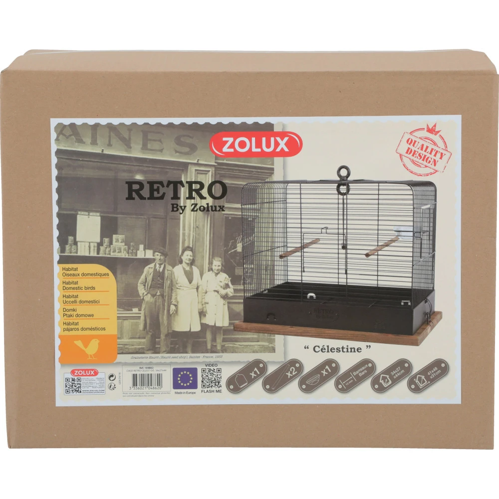 Zolux Cage RETRO CELESTINE. 41 X 31 X Hauteur 48 Cm. Pour Oiseaux. 2 Zolux Cage RETRO CELESTINE. 41 X 31 X Hauteur 48 Cm. Pour Oiseaux. – Image 2