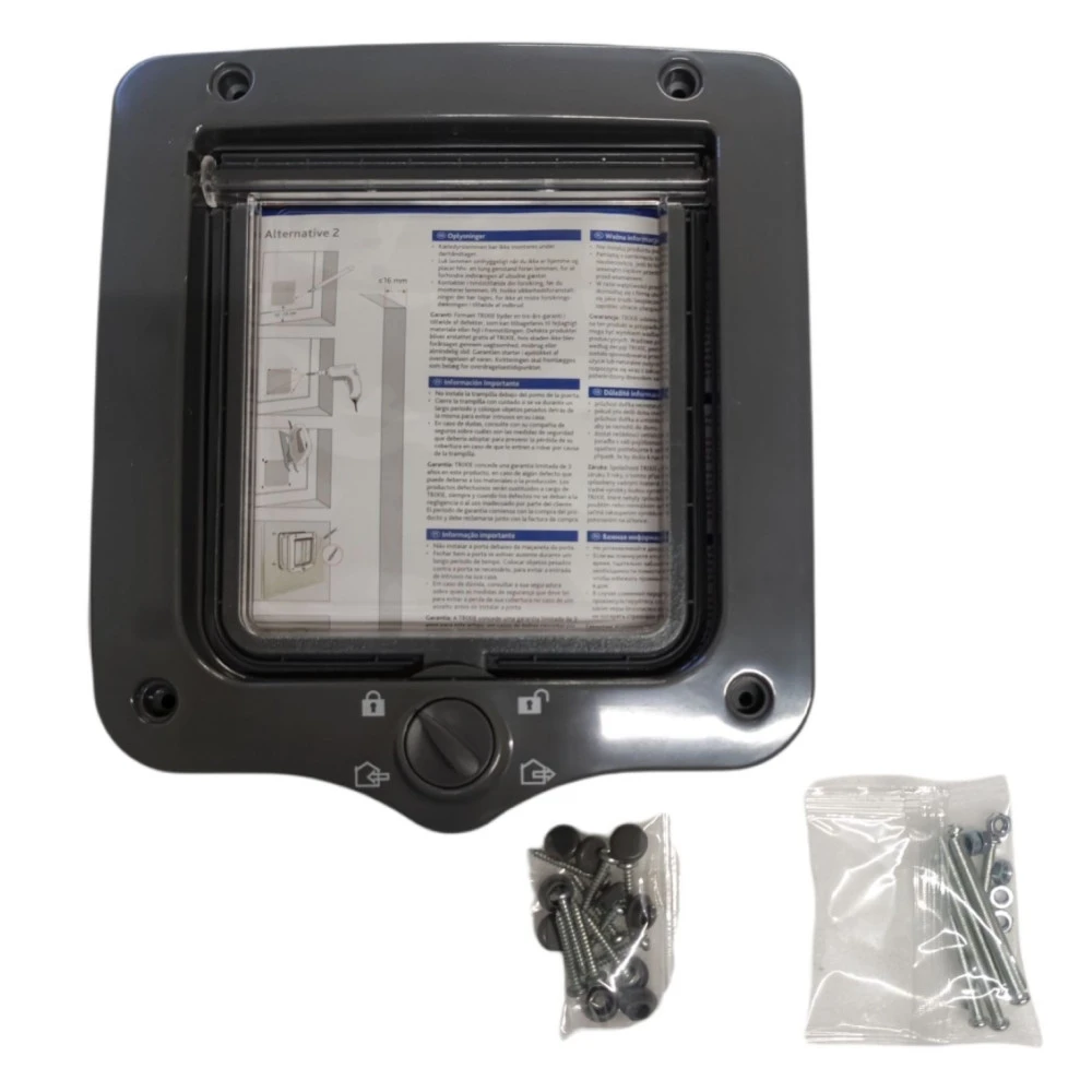 Chatière 4 Positions 20 X 22 Cm Extérieur Total, Grise, Pour Chat. 2 Chatière 4 Positions 20 X 22 Cm Extérieur Total, Grise, Pour Chat. – Image 2