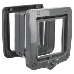 Chatière 4 Positions Avec Tunnel 20 × 22 Cm Grise Pour Chat