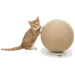 Griffoir Boule, Forme Rond Pour Chat Monté Sur Plateau.