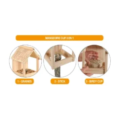 Zolux Mangeoire Cup Grizzli 3 En 1 , Toit En Bois, Pour Oiseaux -Animaux Fournitures Magasin mangeoire cup grizzli 3 en 1 toit en bois pour oiseaux zolux zo 170516 7