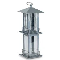 Mangeoire Silo Combi Minca Graines Et Arachides Gris 38 Cm Pour Oiseaux