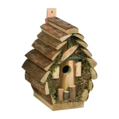 Nichoir CORTESA RONDO,18 X 14.5 X 24 Cm Pour Oiseaux, Bois Naturel.