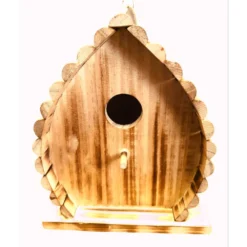 Nichoir Pour Oiseaux 16 X 12.5 X 19.5 Cm En Bois Flammé Nature -Animaux Fournitures Magasin nichoir pour oiseaux 16 x 125 x 195 cm en bois flamme nature animallparadise ap fl 110303 2