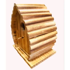 Nichoir Pour Oiseaux 16 X 12.5 X 19.5 Cm En Bois Flammé Nature -Animaux Fournitures Magasin nichoir pour oiseaux 16 x 125 x 195 cm en bois flamme nature animallparadise ap fl 110303 4