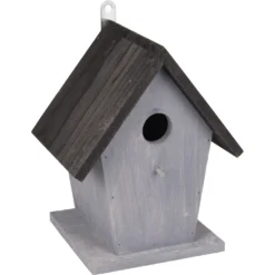 Nichoir Pour Oiseaux 18.5 X 15 X 23 Cm En Bois Gris / Noir -Animaux Fournitures Magasin nichoir pour oiseaux 185 x 15 x 23 cm en bois gris noir animallparadise ap fl 110308 2