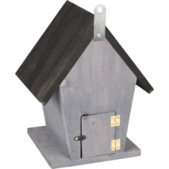 Nichoir Pour Oiseaux 18.5 X 15 X 23 Cm En Bois Gris / Noir -Animaux Fournitures Magasin nichoir pour oiseaux 185 x 15 x 23 cm en bois gris noir animallparadise ap fl 110308 3