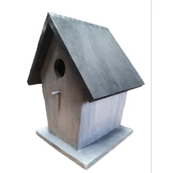 Nichoir Pour Oiseaux 18.5 X 15 X 23 Cm En Bois Gris / Noir -Animaux Fournitures Magasin nichoir pour oiseaux 185 x 15 x 23 cm en bois gris noir animallparadise ap fl 110308 4