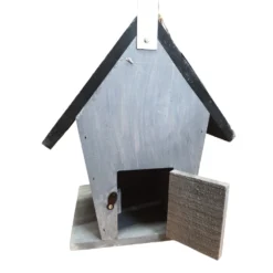 Nichoir Pour Oiseaux 18.5 X 15 X 23 Cm En Bois Gris / Noir -Animaux Fournitures Magasin nichoir pour oiseaux 185 x 15 x 23 cm en bois gris noir animallparadise ap fl 110308 6