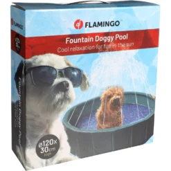 Piscine Avec Jet D'eau ø 120 X 30 Cm Bleu Et Gris Pour Chien -Animaux Fournitures Magasin piscine avec jet deau o 120 x 30 cm bleu et gris pour chien flamingo pet products fl 522951 2