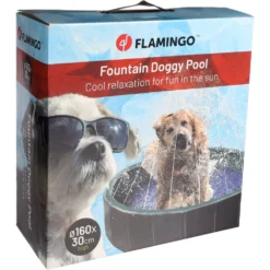 Piscine Avec Jet D'eau ø 160 X 30 Cm Bleu Et Gris Pour Chien -Animaux Fournitures Magasin piscine avec jet deau o 160 x 30 cm bleu et gris pour chien flamingo pet products fl 522952 2